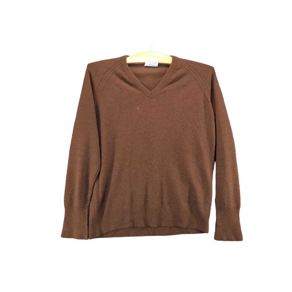 Vintage Designers Originals Orlon Acrylic V Neck Sweater Size L Brown